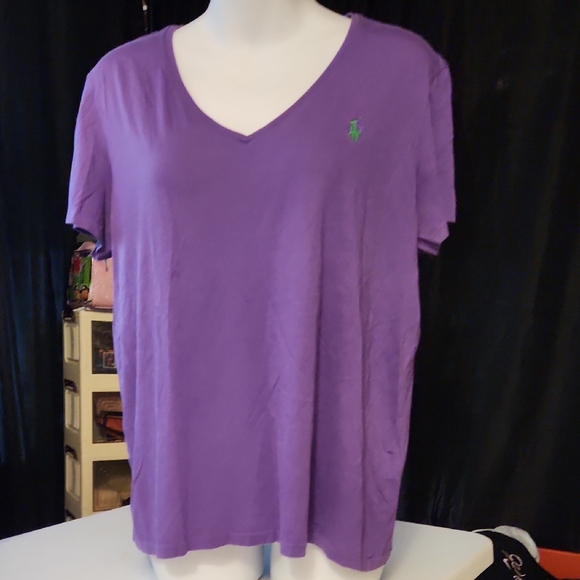 Ralph Lauren Vivid Purple Tee with Green Emblem - Picture 1 of 2